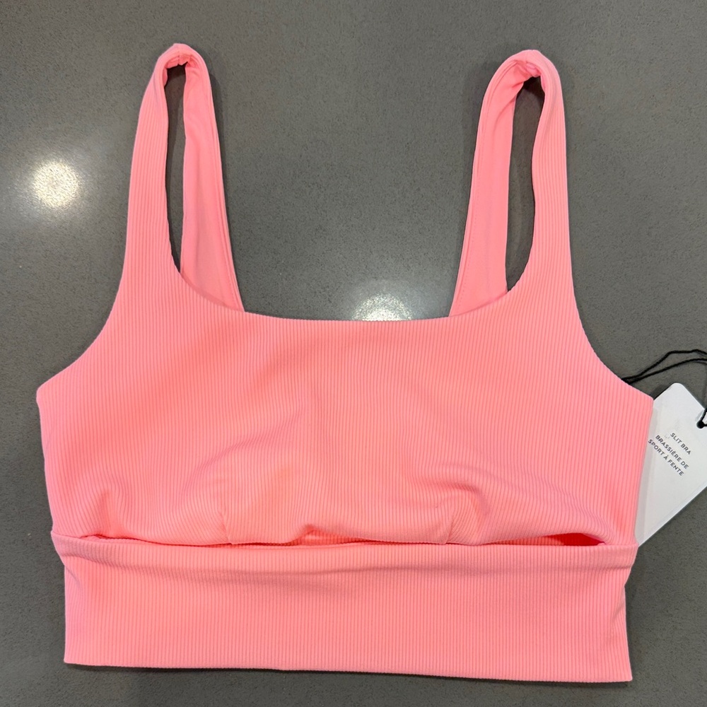 ALO Yoga Pink Ribbed Sports Bra